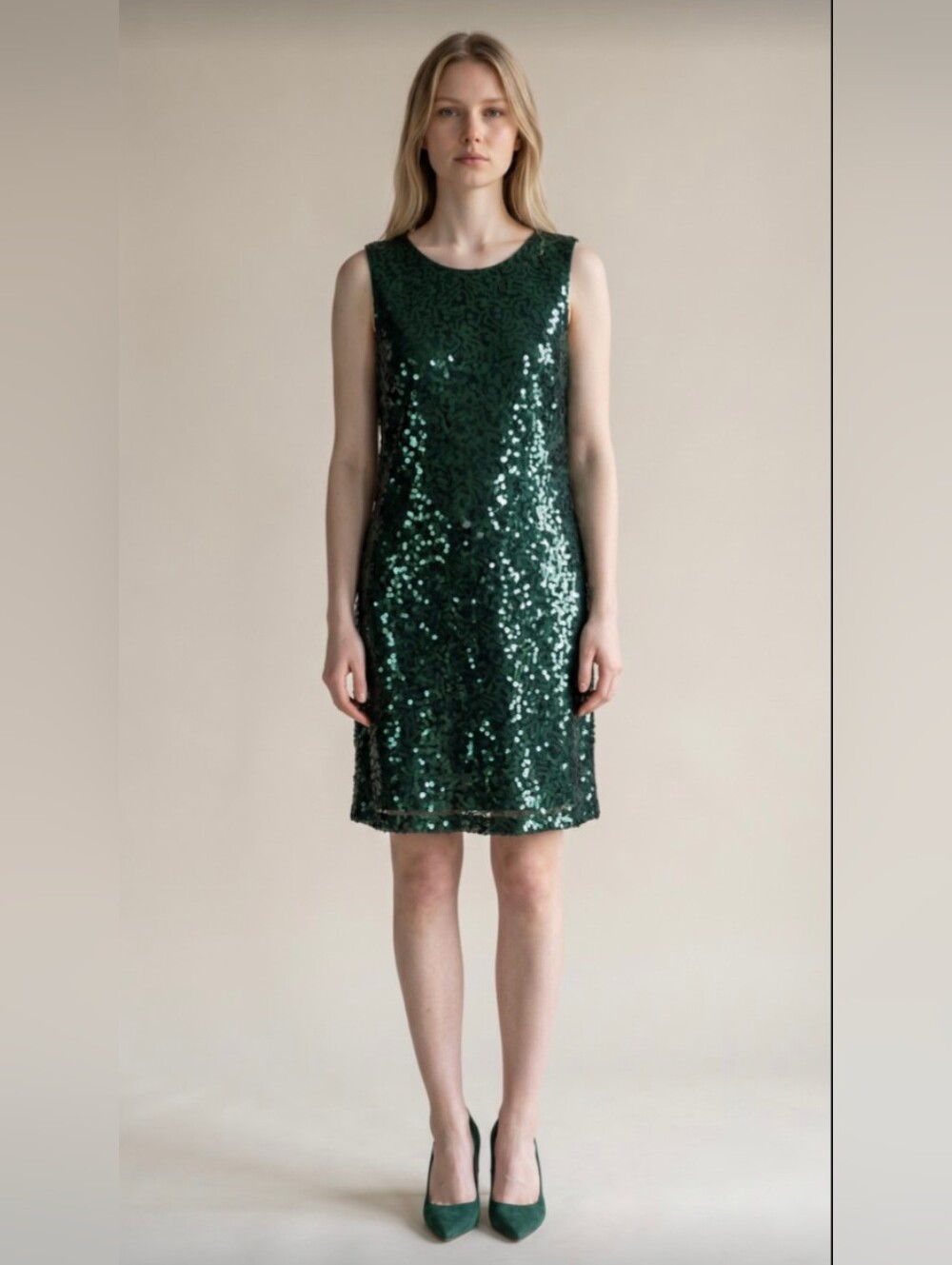 JESSICA SIMPSON! SPARKLING FAB EMERALD GREEN NET, SEQUINNED OVERALL DRESS! SZ 12